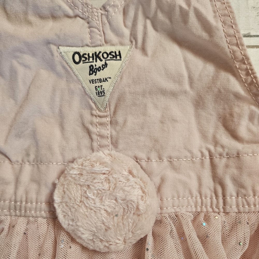 Oshkosh B'gosh Pink Bunny Overall Dress 12 Months Fluffy Tail Spring Easter - Picture 6 of 6